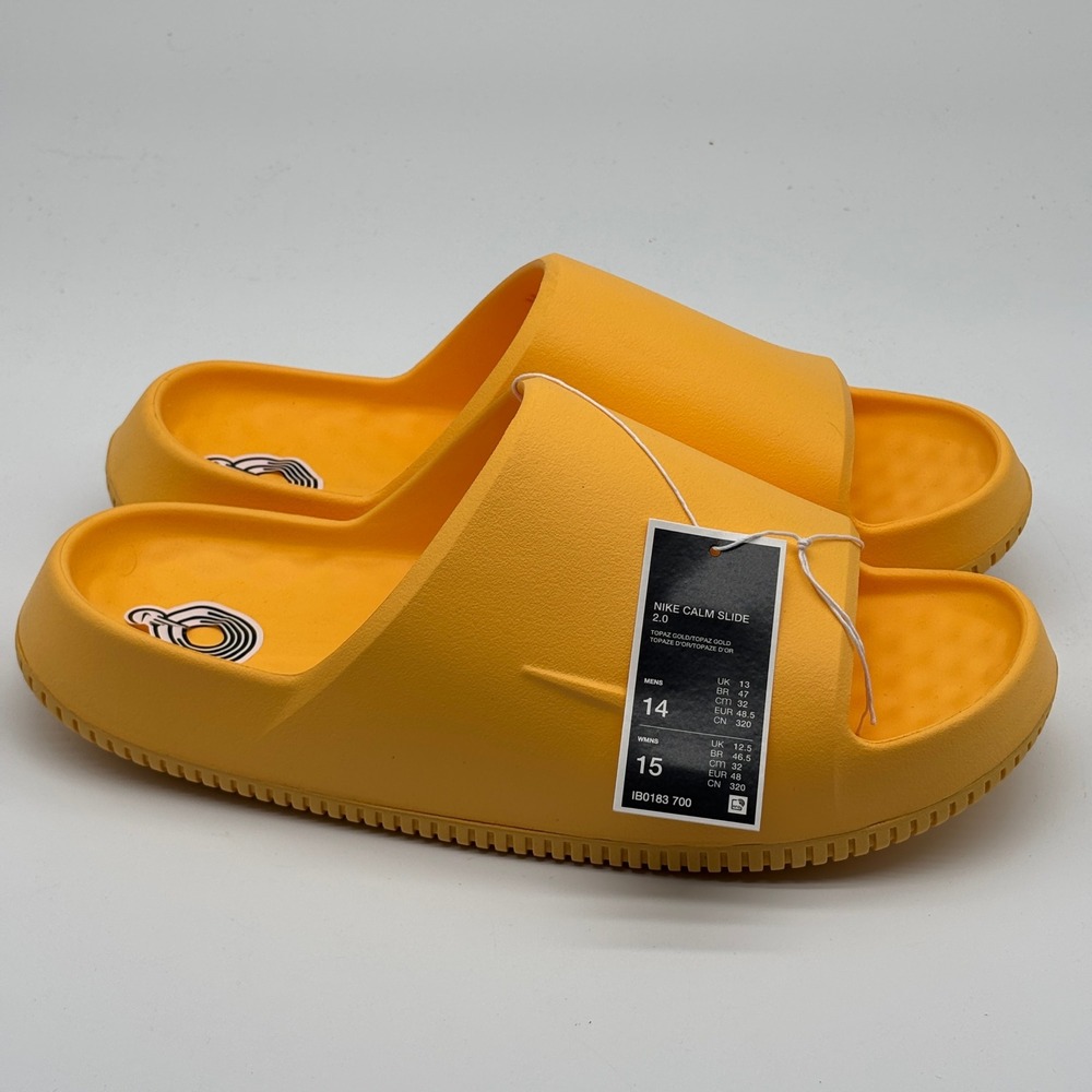 Nike Calm Slide 2.0 Shoes Mens Size 14 Topaz Gold IB0183-700
